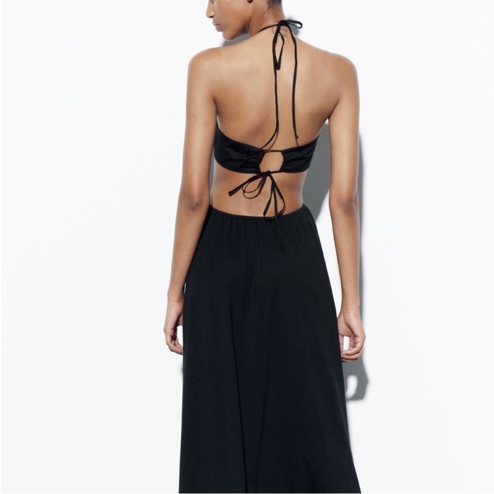 Zara maxi halter cutout dress